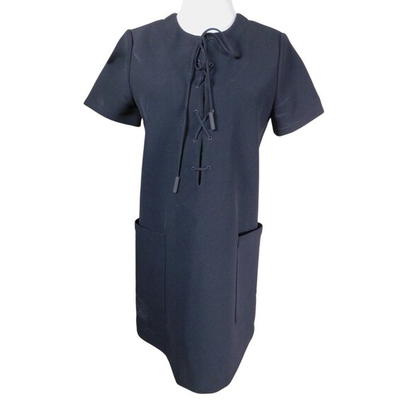 Kendall + Kylie Black Short-Sleeve Lace-Up Front Dress With Pockets M - Picture 1 of 9
